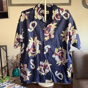 Pataloha Navy Hawaiian Guitar Print Button-Up Shirt